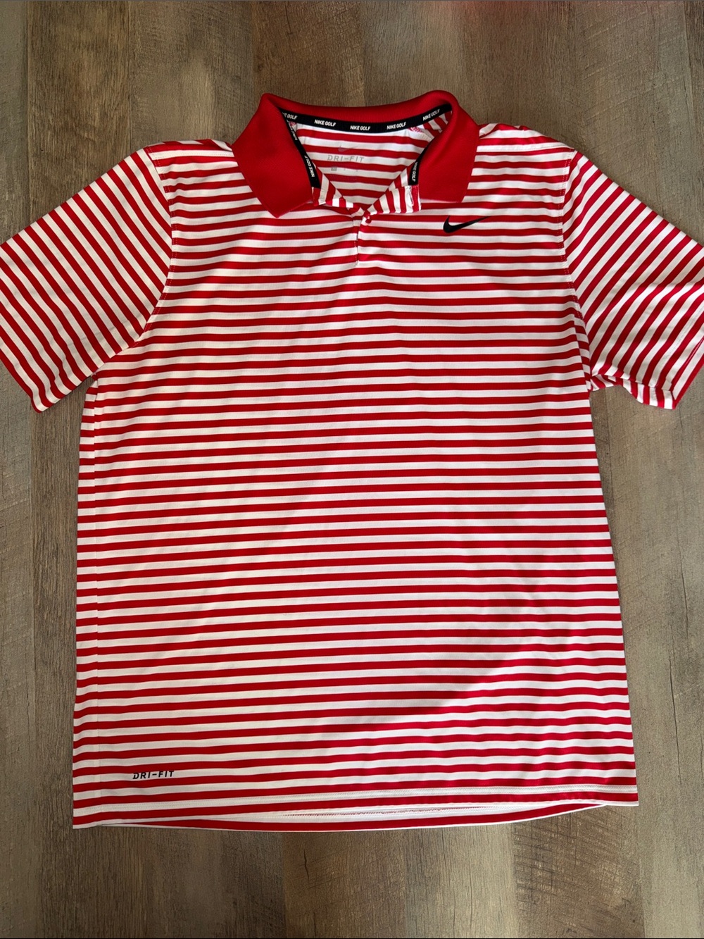 Nike Men’s Red & White Striped Polo Shirt Large